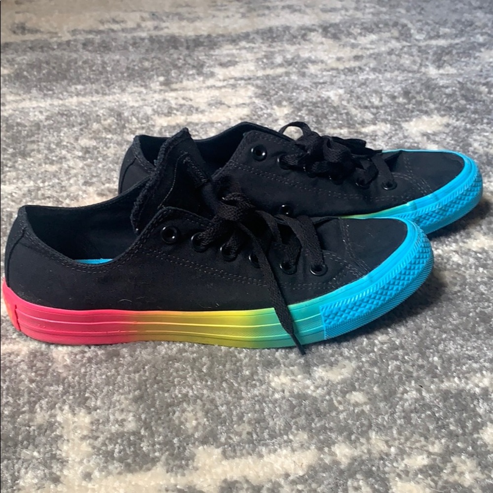CONVERSE: All Black with Rainbow Bottoms 🌈